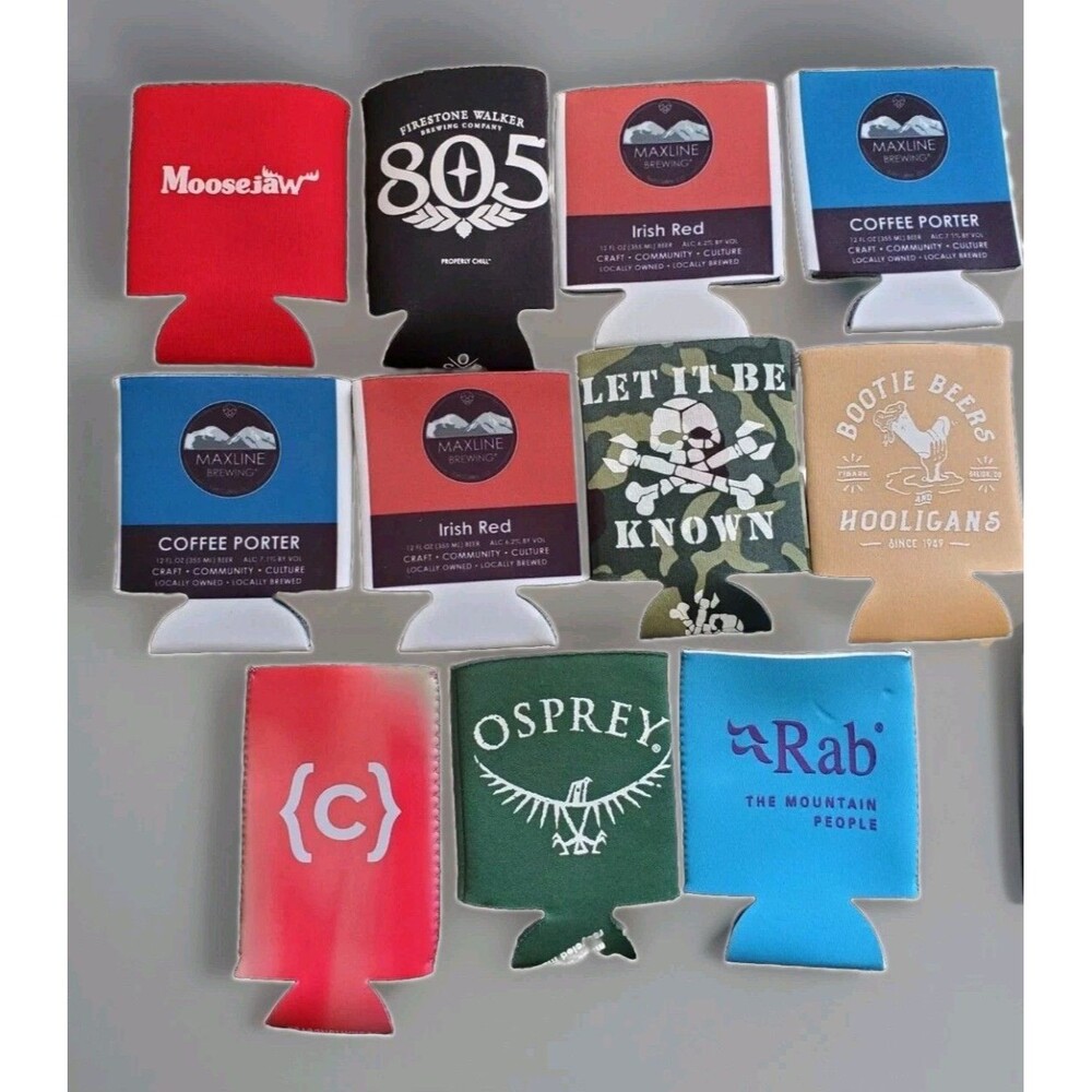 Beer Koozies Mixed Brewery Holders Outdoor Brands Osprey Rab Lot Camping Bbq